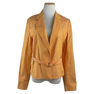 Express Blazer Jacket Womens Size 12 NWT Orange/Yellow Striped Cotton